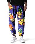 MakingDa Mens Flowers Printed Tracksuit Bottoms Elasticated Waist Hippie Bloomers Harem Trousers Bohemian Baggy Beach Yoga Lounge Joggers Pants-10-M