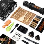 CHOMKIT Sushi Making Kit, 25 in 1 Complete Sushi Bazooka Kit for Beginners with Sushi Roller, Mat, Bazooka, Premium Sushi Maker with Recipe Book, Perfect for Kids & Sushi Lovers