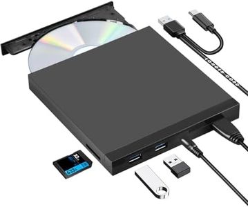 ROOFULL External CD DVD Drive USB 3.0 & USB-C CD & DVD Player Burner Portable CD/DVD +/-RW Disc Reader Writer with SD Card Slot and USB Ports for Laptop Desktop PC Windows 11/10, Apple Mac Computer