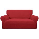 Easy-Going Stretch Sofa Slipcover Couch Sofa Cover Furniture Protector Soft with Elastic Bottom for Pets Kids Children Dog Spandex Jacquard Fabric Small Checks (Medium, Christmas Red)