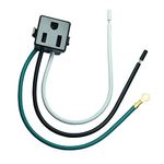 15A/125V Panel Mount Ac Outlet, NEMA 5-15R Snap-In Receptacle, Grounding Power Socket, Leads 14AWG 20CM Long Wired, Black