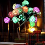 XERGY Multi Colors Rose Tree Lamp Valentine's Day Tabletop Rose Tree Lights, 24 LED Rose Lamp, Rose Flower Tree USB Operated for Home Wedding Bedroom Night Light