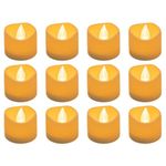 WUNDERHAUS 12 x Battery Tea Lights, Realistic LED Candles with Flickering Effect, Warm White, Ideal Halloween, Christmas & Wedding Decorations, Safe & Flameless, Battery Operated (Included) Pack of 12