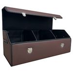 Wuatow Car Trunk Organizer - Trunk Organizers And Storage Suv - Cargo Box-Automotive Consoles Organizers-Multi-Compartment Adjustable Auto Grocery Large Storage Box (Brown,Large)