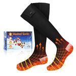 Heated Socks, Heated Socks for Women Men, 5000mAh Rechargeable Electric Heated Socks Up to 8 Hours, Washable Winter Warm Socks for Outdoors Work Fishing Hunting Skiing Riding Camping (Black)