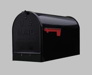 ShoppingOnBed Extra-Large Black Galvanized Steel Post-Mount Mailbox, 11.69in. W x 14.98in. H x 24.82in. L - Extra Large Mailbox - Black Locking Mailbox - Mailboxes for Outside Post Mount