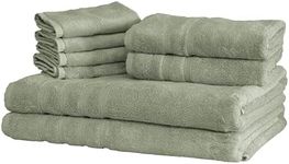 Mosobam Luxury Turkish 8pc XL Towel Set 35X70 16X30 13X13 Seagrass Green 700 GSM Bamboo Viscose & Aegean Turkish Combed Cotton