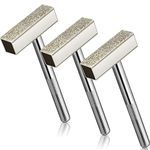 3 Pieces Grinding Wheel Dresser Tool Diamond Grinding Wheel Stone Dresser with Flat Diamond Coated Surface for Grinding Deburring Wheels, Silver