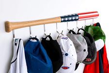 Baseball Bat Wall Mounted Hanging Hat Coat and Cap Rack Display Customizable - American Flag Tape Grip