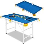 OLAKIDS Portable Folding Billiards Table with 2 Billiard Cues, Ball, Triangle Rack, Brush, Chalk, 47 Inch Game Pool Table for Kids Adults Family Office(Blue)