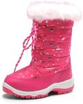 DREAM PAIRS Girls Snow Boots Warm Cozy Anti-Slip Lightweight Mid Calf Faux Fur Lining Winter Shoes for Little/Big Kids,Size 13 Little Kid,Fuchsia,Nordic