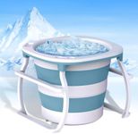 Hapyvergo Portable Folding Bathtub Adult Large Foldable Tub XXL, Ice Bath Barrel For Athletes Cold Plunge, Hot Bath Tub for Home Sauna with Bath Stool & Massage Rollers & Thermal Cover