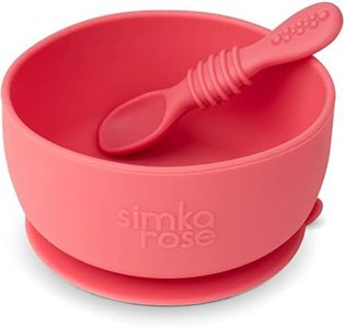 Simka Rose Baby Bowl and Spoon Set, Baby Bowls Suction for Toddler, BPA-Free Silicone Bowls Baby, Baby Bowl and Spoon Dishwasher and Microwave Safe Baby Feeding Supplies (Watermelon)