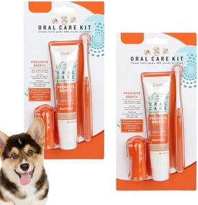 Katyjun Lot de 2 Brosse A Dent Chien et Dentifrice,Dentifrices Chiens Anti Tartre et Mauvaise Haleine
