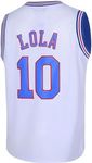 TUEIKGU #10 Lola Space 2 Movie Basketball Jersey for Men 90s Hip hop Clothing for Party, White, X-Large