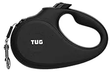 TUG 360° Tangle-Free Retractable Dog Leash for Up to 110 lb Dogs | 16 ft Strong Nylon Tape/Ribbon | One-Handed Brake, Pause, Lock (Large, Black)