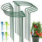 8 Pack Half Round Garden Plant Support Stakes, Metal Bow Type Flower Supports Ring Cage with 4 Self Watering Spikes for Peonies, Hydrangea, Interlinking to Make Garden Border, Rows, Circles(25x40cm)