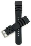Bandini Mens Rubber Sports Diver Watch Band, Replacement Diver Watch Strap for Citizen Promaster, Many Seiko Diver Models & Classic or Smartwatches, Ocean Ripples - Black - 20mm