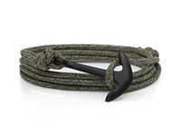 Forest Green & Black Anchor Rope Bracelet for Men & Women Made from Stainless Steel and Paracord, Adjustable, Handmade in The UK