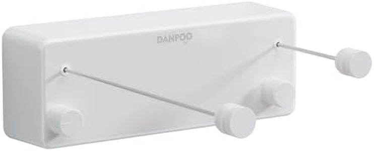 Danpoo Retractable Clothesline Indoor/Outdoor, Clothes Line Retracting Indoor, Double Clothes Lines for Hanging Clothes with 13.8 Ft Steel Wire, Laundry Line, Clothes Drying Line, White