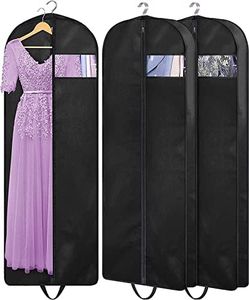 MISSLO 60" Dress Bags Covers Long Garment Bags for Storage and Travel Gusseted Hanging Suit Carriers for Women Men with Handles for Clothes, Gowns, Coats (3 Packs), Black, 60 inch, Travel Garment Bag