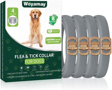 Woyamay 4 Pezzi Collare Antiparassitario per Cani, Collare Antipulci Cane Regolabile, 32 Mesi di Protezione, Collari Antipulci per Cani Resistente All'acqua per Taglia, Medio e Grande, Grigio, 65cm