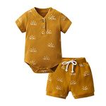 Newborn Baby Boy Clothes Baby Boys Outfits Clothing Sun Print Shorts 2Pcs Summer Clothes Sets Yellow 0-3 Months