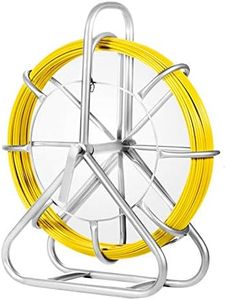 Happybuy Fish Tape Fiberglass 6MM 425FT, Duct Rodder Fish Tape Puller Fiberglass Wire Cable Running with Cage and Wheel Stand,Durable Steel Reel Stand,Fish Tape Min Bending Radius 12 inch/300 mm