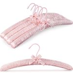 TOPIA HANGER Padded Hangers for Women Clothing,17-inch Satin Hangers 5 Pack Thick Foam Padded No Shoulder Bump for Sweaters, Coat, Blouses, Dresses-Pink,CT18P