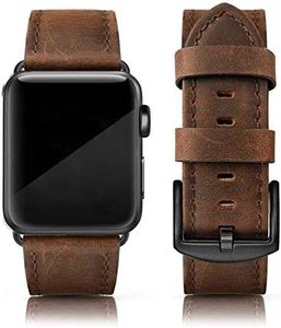 EDIMENS Leather Bands Compatible with Apple Watch 49mm 46mm 45mm 44mm 42mm Band Men Women, Vintage Genuine Leather Wristband Replacement Band Compatible for Apple Watch iwatch Series 10 9 8 7 6 5 4 3 2 1 SE2 SE