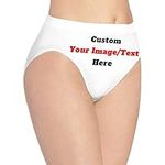 Custom Women's Underwear,Personalized Panties with Text Photo Logo Brief Panty for Wife Girlfriend Birthday, White, X-Large