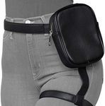 Pander Leg Bag for Women - Nova Fashion Black Leather Fanny Pack for Women (Black)