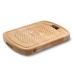 HexClad Hybrid Large Beechwood Carving and Cutting Board with Stainless Steel Drip Tray, Carrying Handle, and Juice Trenches, Double-Sided