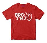 Boys 10 Years Old Birthday Celebration Pure Cotton Tshirt Red