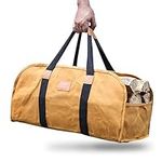 GALAFIRE Log Carrier for Firewood, Waxed Canvas Durable Fireplace Wood Holder Tote Bag, 23'' × 10''x 11.3''