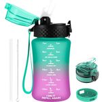 GOPPUS 350ml/12oz Kids Water Bottles With Straw Toddler Drinks Bottle for School Leakproof Children's Bottle with Time Marking Small Bottle BPA free Tritan Sport Bottle Juice Bottles for Girls Boys