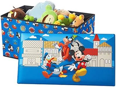 Idea Nuova Disney Mickey Mouse Collapsible Toy Storage Bench and Ottoman, 14.5" H x 14.5" D x 25" L