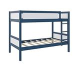 DHP Adrian Kids' Solid Wood Bunk Bed with Dry Erase Board, Twin Over Twin, Navy Blue