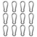 Outmate 304 Stainless Steel Carabiners -2 inch Heavy Duty, Durable & Rust-Free Clips for Gym, Swing, Dog Leashes, Hammocks, Keychains, and More(304,M5,Pack of 12)