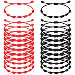 Jadive 20 Pcs Red Bracelet Protection Good Luck Red Cord Bracelet Red String of Fate Bracelet Adjustable Knot Kabbalah Rope Bracelet Matching Braided Bracelet for Lover Couple Friend Women Men, One