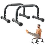 KingMile Parallettes Bars, Push Up Bars Strength Training For Handstands, Full Planche & Dips, Calisthenic, [16.6x10x10in] Push Up Stands Handle for Floor Workouts Calisthenics Equipment (Black)