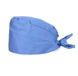 Unisex Scrub Cap with Sweatband Adjustable Tie 100% Cotton Elastic Chef Cap Hat Food Spa Beauty Salon Cap Reusable Washable Multipurpose Hat (Light Blue)