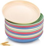 WUWEOT 12 Pack Wheat Straw Plates, 8.8" Dishwasher & Microwave Safe Dinner Plates, Lightweight & Unbreakable, Non-Toxin, BPA Free and Healthy Dishes