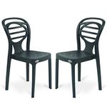 Oaknest Unboxing Furniture Supreme Oak Plastic Chair | Armless Chair For Dining Room | Bearing Capacity 120 Kgs | 6 Months Warranty (Charcoal Grey)| Set Of 2 Chairs