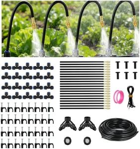 230FT Drip Irrigation System for Garden: 40 Nozzles 1/4" PE Tubing Automatic Watering Kit Adjustable Misting Sprinkler Mister Hose for Water Plants Tape Raised Beds Lawn Outdoor Yard Greenhouse