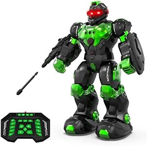 STEMTRON Remote Control Robot, 2.4G Intelligent Police Robot, Smart Robots Intelligent Partner and Teacher with Singing, Dancing, Gift Toys for Kids Boys Girls, Green
