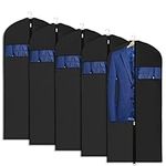 Univivi Garment Bag 43 inch Suit Bag for Storage (Set of 5), Foldable Washable Clear Lightweight Garment Bags for Costumes Suits Coats (60cm*109cm)