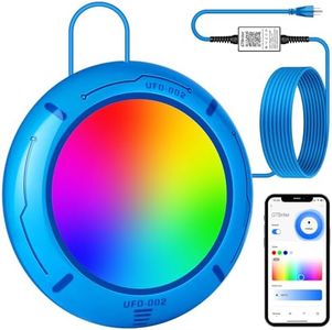 Above Ground Pool Lights with APP Control 20W RGB Dimmable LED Pool Lights with Suction Cups and Built-in Magnets 12V Underwater Pool Light for Above ground Inground Pools IP68 Waterproof 28FT Cord B
