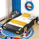 Merax Race Car-Shaped Platform Bed with Wheels and Storage