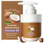 Coconut Oil Facial Hair Removal Cream,Gentle & Sensitive Hair Remover for Women & Men, Face, Chin, Upper Lip & Body, Moisturising Depilatory with Plant Extract, Non-Irritating Hair Removal Cream,100g